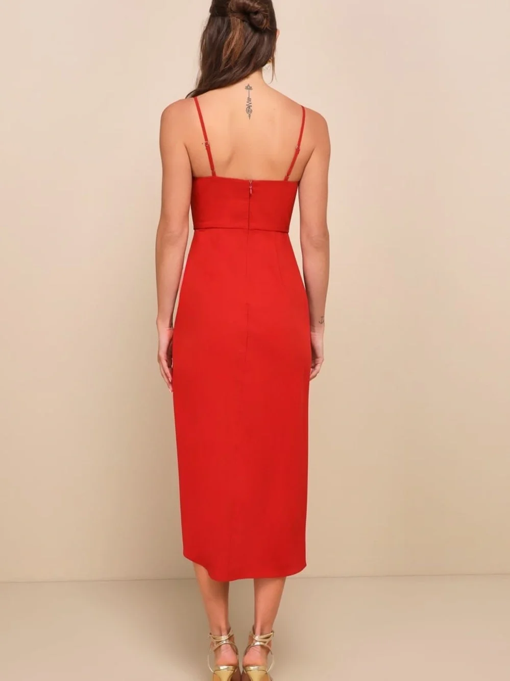 Lulu's Reinette Rust Red Midi Party Dress Womens L NWT - Picture 2 of 8